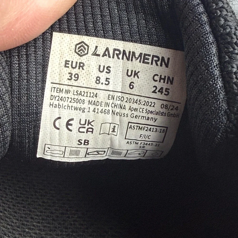 Larnmern Steel Toe Work Shoes Mens 7 Womens 8.5 Black Safety Slip On Loafers